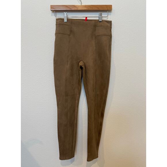 Spanx Faux Suede Leggings Camel XS‎ Elastic Waist - Picture 1 of 7